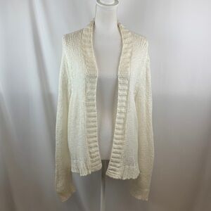 Wooden Ships Open Front Cardigan Sweater Cream S/M Minimalist Capsule Wardrobe